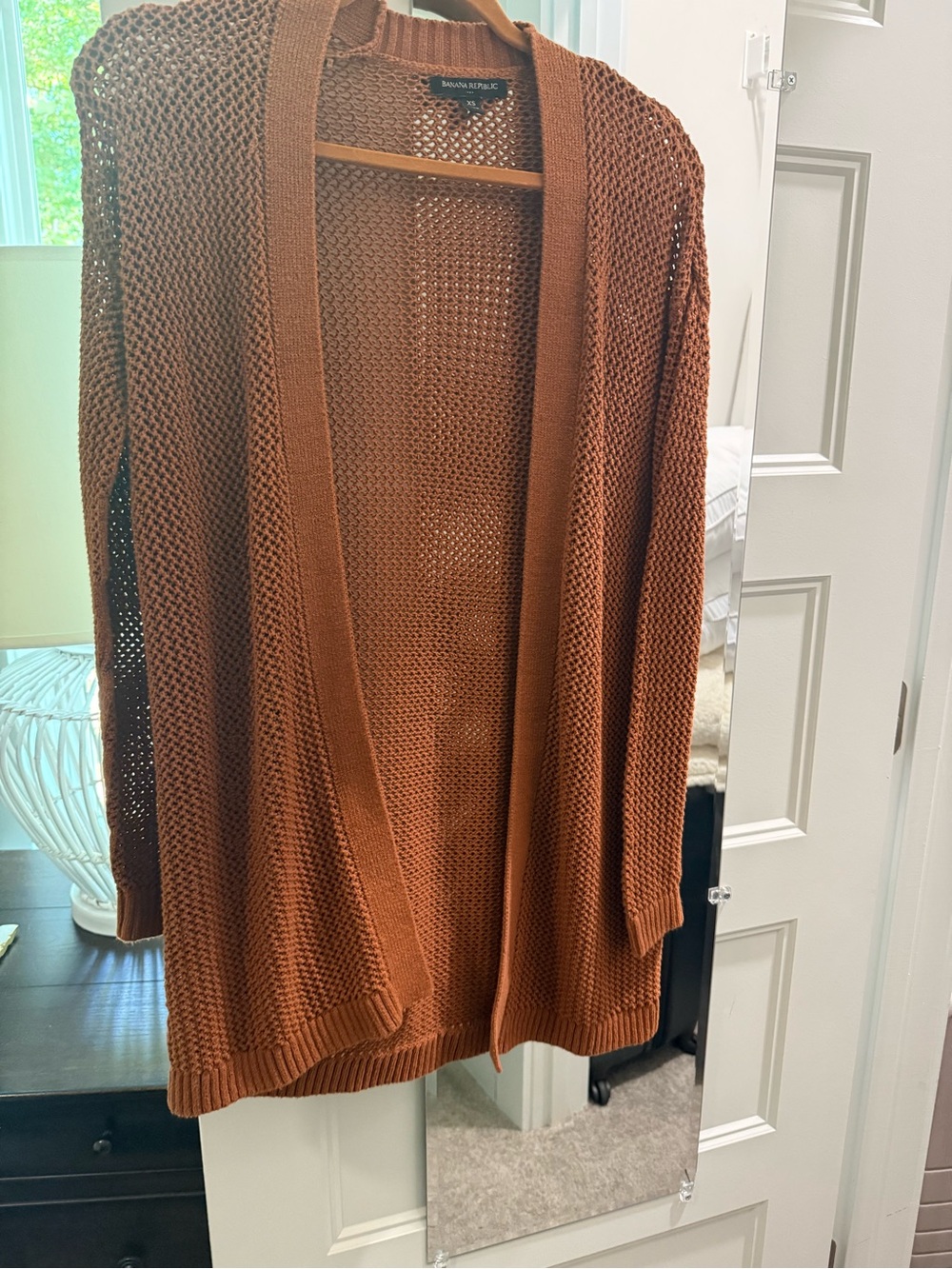 Banana Republic Open-Knit Longline Cardigan - Burnt Orange